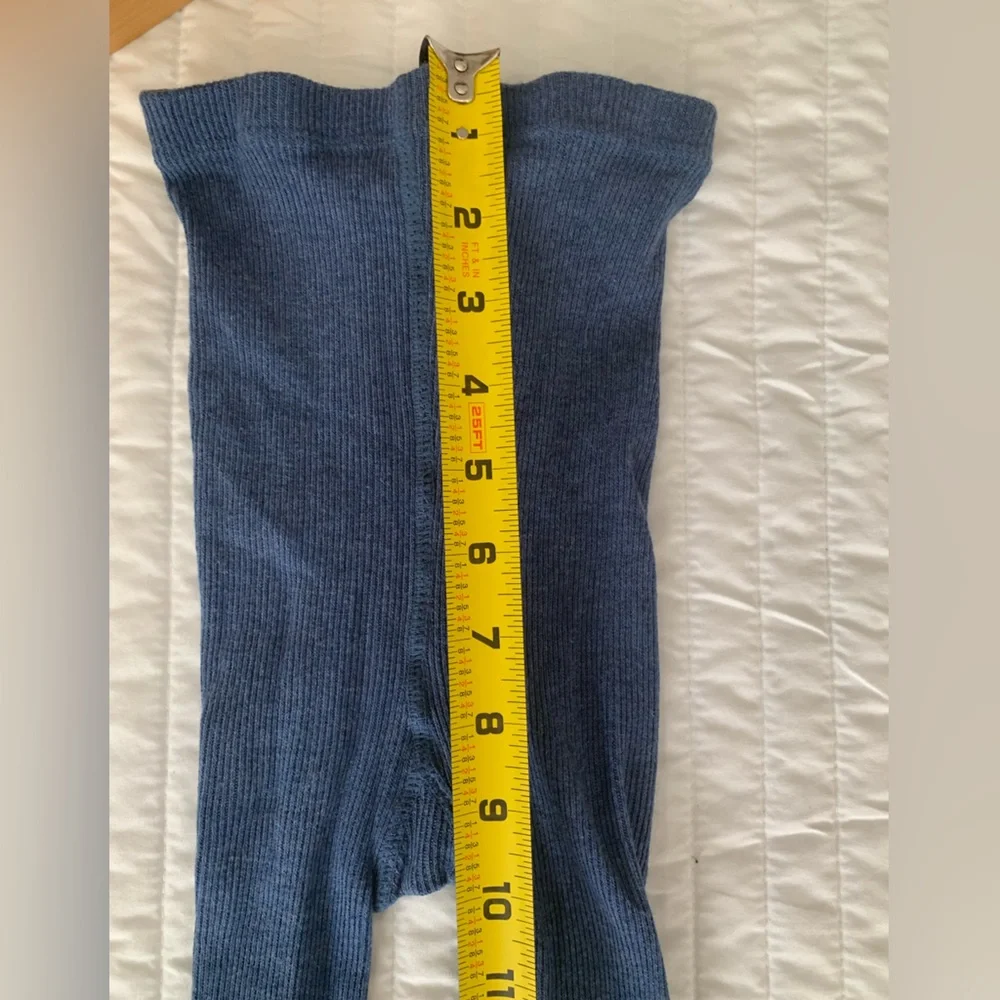 NWOT Tights Girls Size 7 - 10 Blue Ribbed Cotton Stretchy Comfy Warm